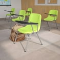 thumbnail image 1 of Flash Furniture 5 Pack Green Ergonomic Shell Chair with Left Handed Flip-Up Tablet Arm, 1 of 9