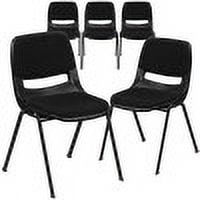 Flash Furniture 5 Pack HERCULES Series 880 lb. Capacity Black Padded Ergonomic Shell Stack Chair with Black Frame
