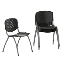 Flash Furniture 5 Pack HERCULES Series 880 lb. Capacity Black Plastic Stack Chair with Titanium Gray Powder Coated Frame