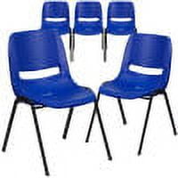 Flash Furniture 5 Pack HERCULES Series 880 lb. Capacity Blue Ergonomic Shell Stack Chair with Black Frame