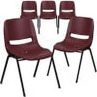 Flash Furniture 5 Pack HERCULES Series 880 lb. Capacity Burgundy Ergonomic Shell Stack Chair with Black Frame