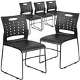 thumbnail image 1 of Flash Furniture Hercules Series Adult Sled Base Air-Vent Back Stack Chairs, Set of 5, Black, 1 of 15