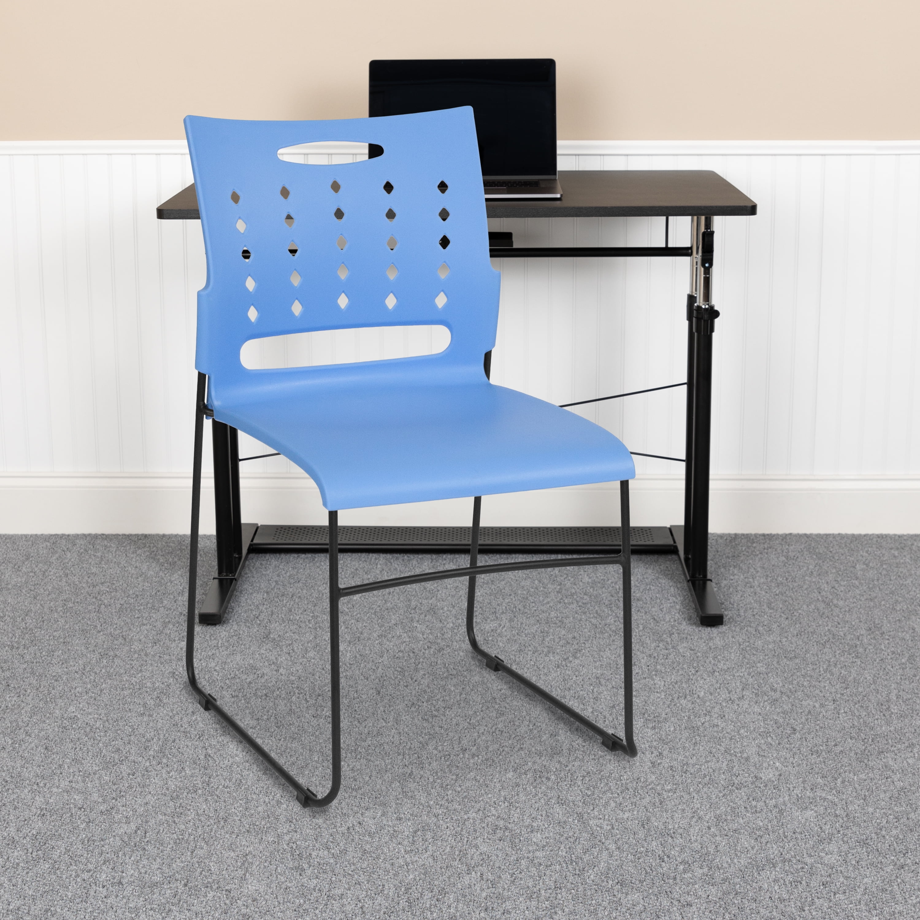 Blue Sled Base Ergonomic Stack Chair with Air-Vent Back, 5-Pack