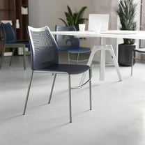 Flash Furniture 5 Pack Navy Stack Chair with Air-Vent Back, Non-Sled Base and Gray Powder Coated Metal Frame
