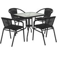 thumbnail image 1 of Flash Furniture 5-Piece 28" Square Indoor/Outdoor Patio Table and Rattan Chairs Set, Gray, 1 of 12