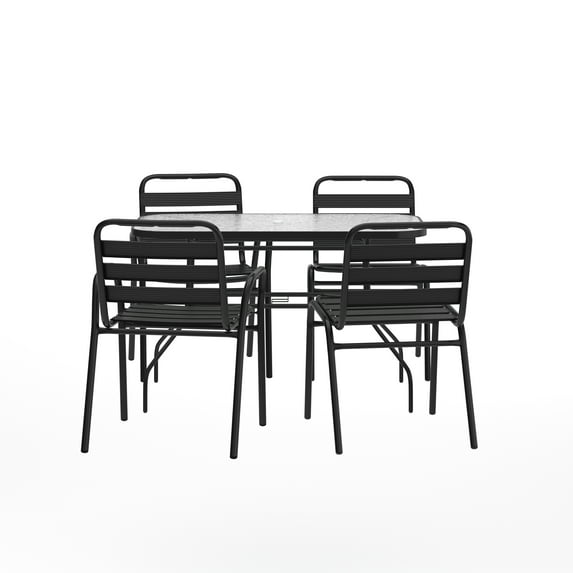 Flash Furniture 5-Piece Adult Contemporary Lightweight Dining Furniture Sets Black