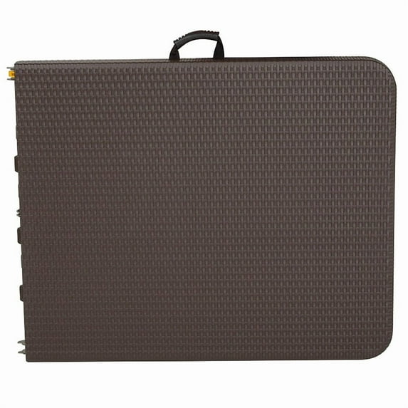 Flash Furniture 6-Foot Bi-Fold Brown Rattan Plastic Folding Table