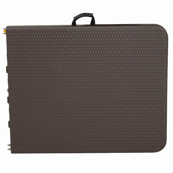 Flash Furniture 6-Foot Bi-Fold Brown Rattan Plastic Folding Table