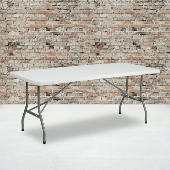 Flash Furniture 6-Foot Bi-Fold Granite White Plastic Folding Table