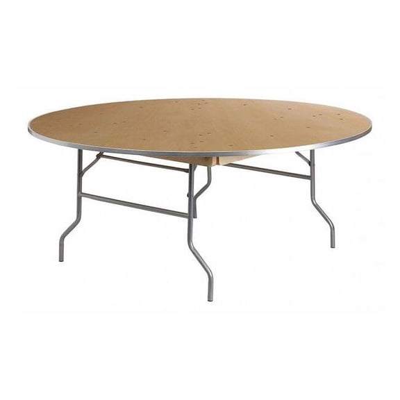 Flash Furniture 6-Foot Round HEAVY DUTY Birchwood Folding Banquet Table with METAL Edges