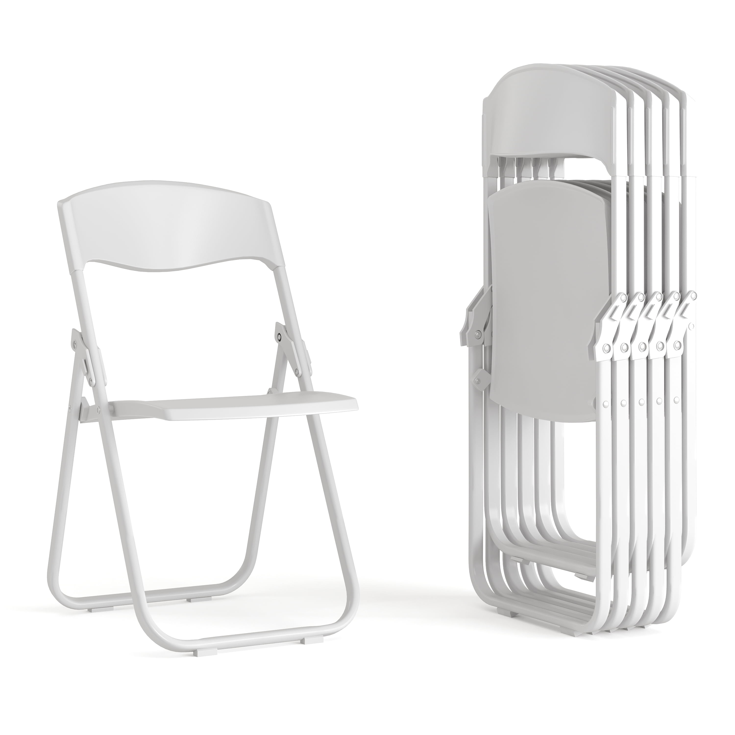 Flash Furniture 6 Pack HERCULES Series 500 lb. Capacity Heavy Duty White Plastic Folding Chair