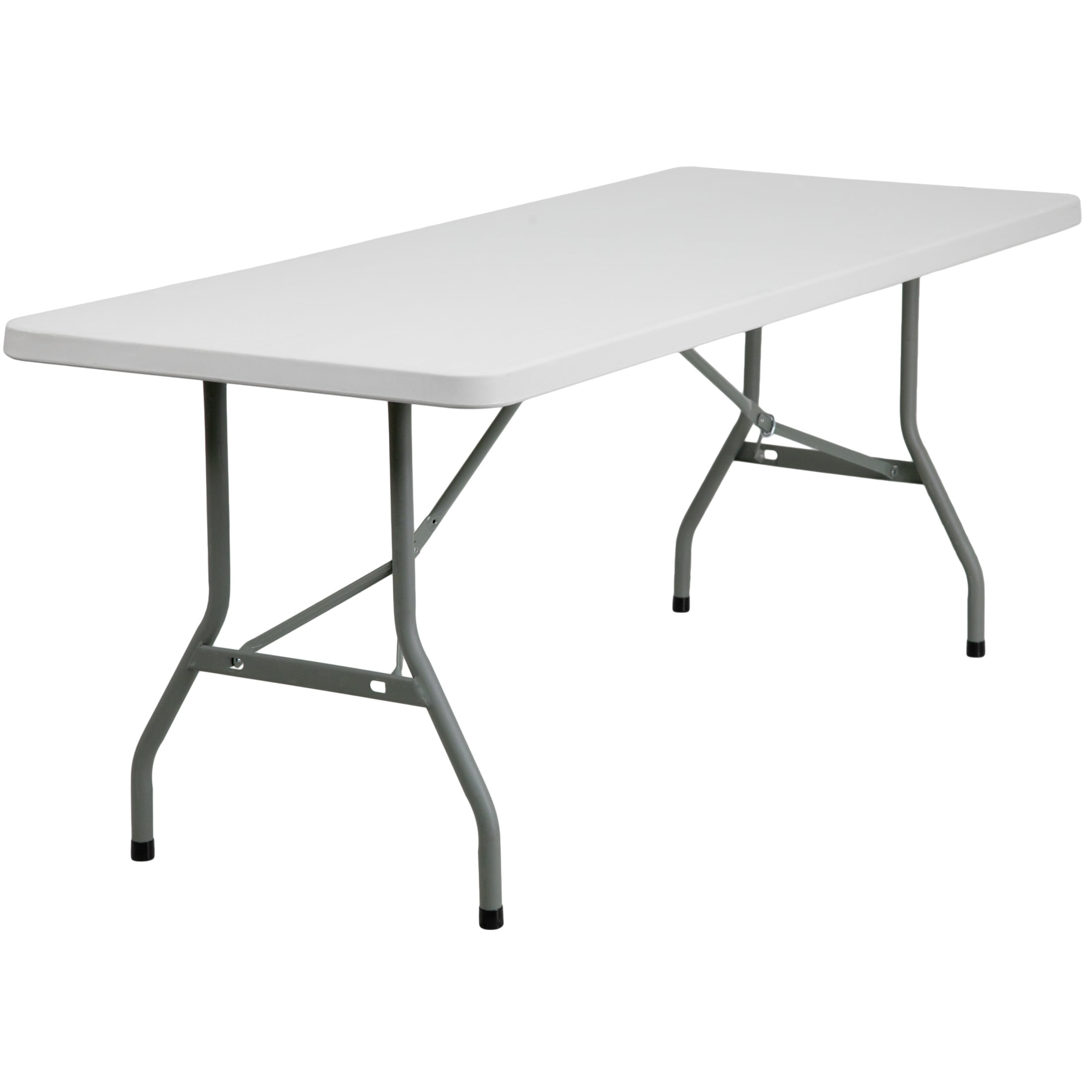6-Foot Gray Metal Frame White Plastic Folding Table