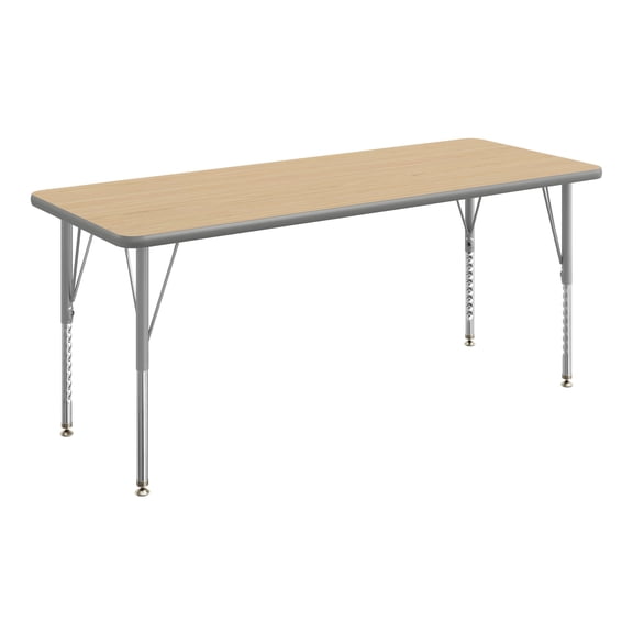 Flash Furniture 60" x 24" Adjustable Height Activity Table, Thermal Laminate Top, Short Legs, Light Natural