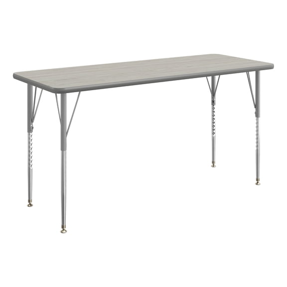 Flash Furniture 60" x 24" Adjustable Height Activity Table, Thermal Laminate Top, Standard Height Adjustable Legs, Light Gray