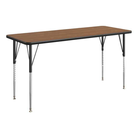 Flash Furniture 60" x 24" Adjustable Height Activity Table, Thermal Laminate Top, Standard Legs, Oak
