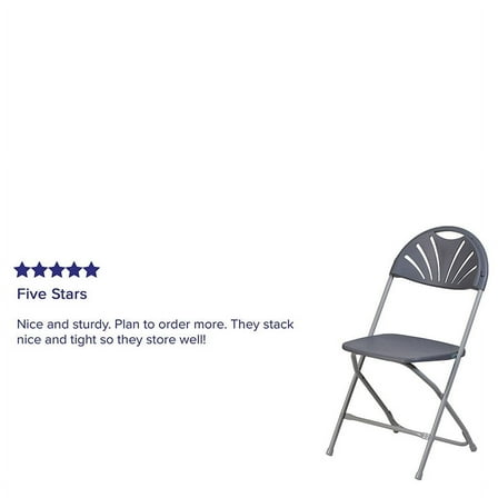 Flash Furniture 650 lb. Capacity Charcoal Plastic Fan Back Folding Chair