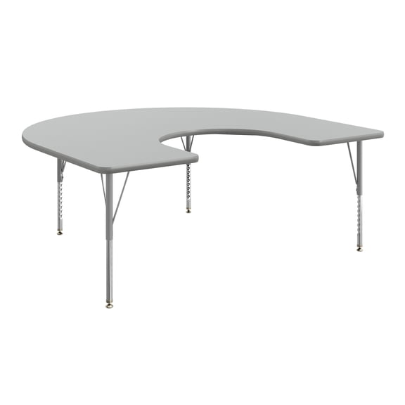 Flash Furniture 66'' x 60" Horseshoe Adjustable Height Activity Table, Thermal Laminate Top, Short Legs, Gray