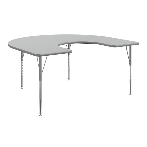 Flash Furniture 66'' x 60" Horseshoe Adjustable Height Activity Table, Thermal Laminate Top, Standard Legs, Gray