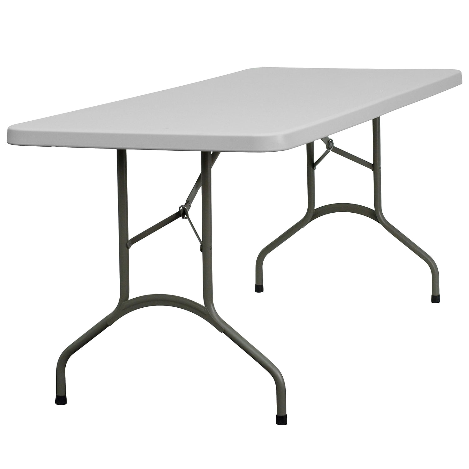 Granite White 72" Plastic Folding Table with Gray Legs