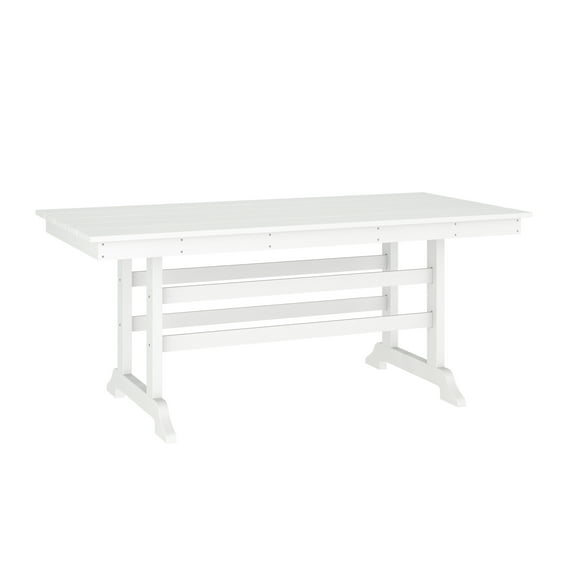 Flash Furniture 72" Polyethylene Easy Assembly Outdoor Dining Table, White