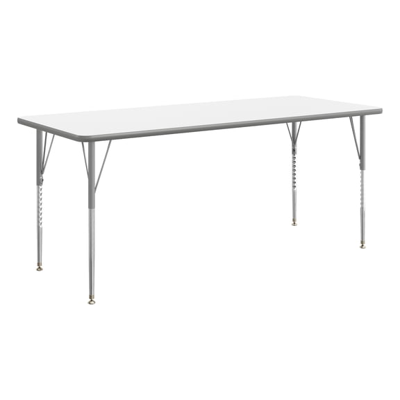 Flash Furniture 72" x 30" Adjustable Height Activity Table, Thermal Laminate Top, Standard Legs, White