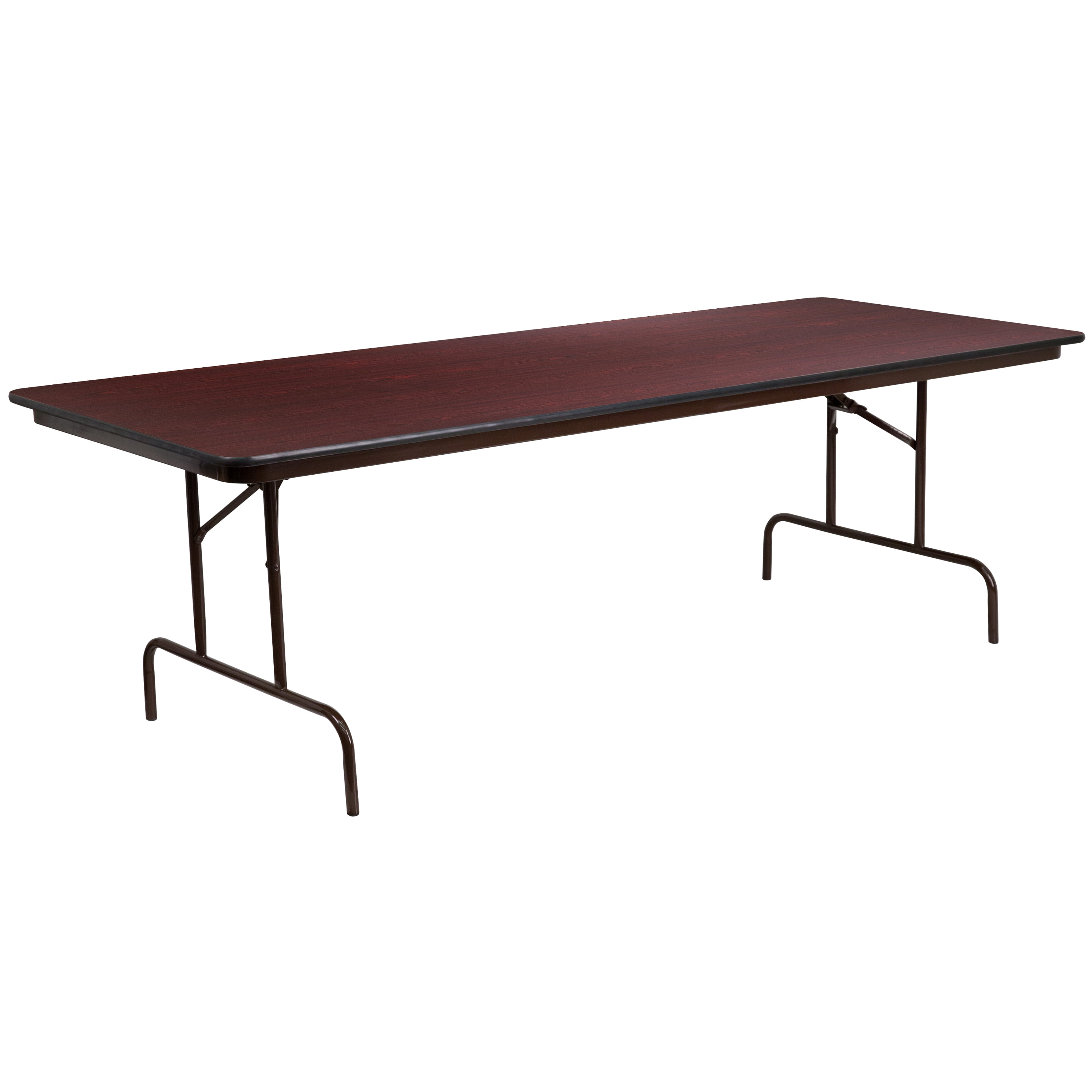Mahogany Essence 96" Rectangular Folding Banquet Table with Metal Frame