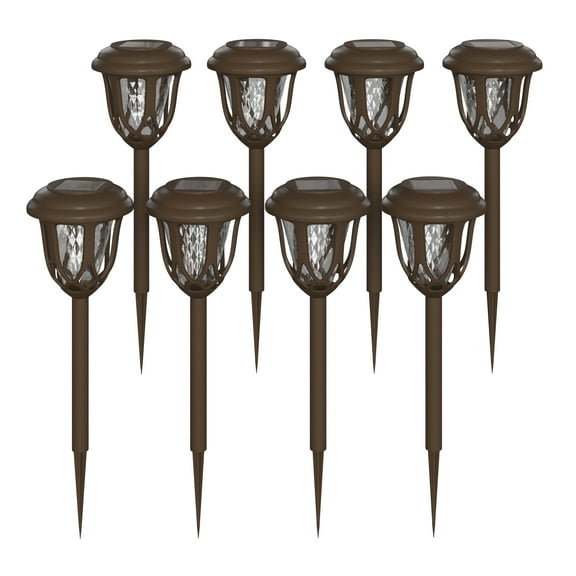 Flash Furniture 8 Piece Modern Brown LED Solar Pathway Light, 8 Lumens