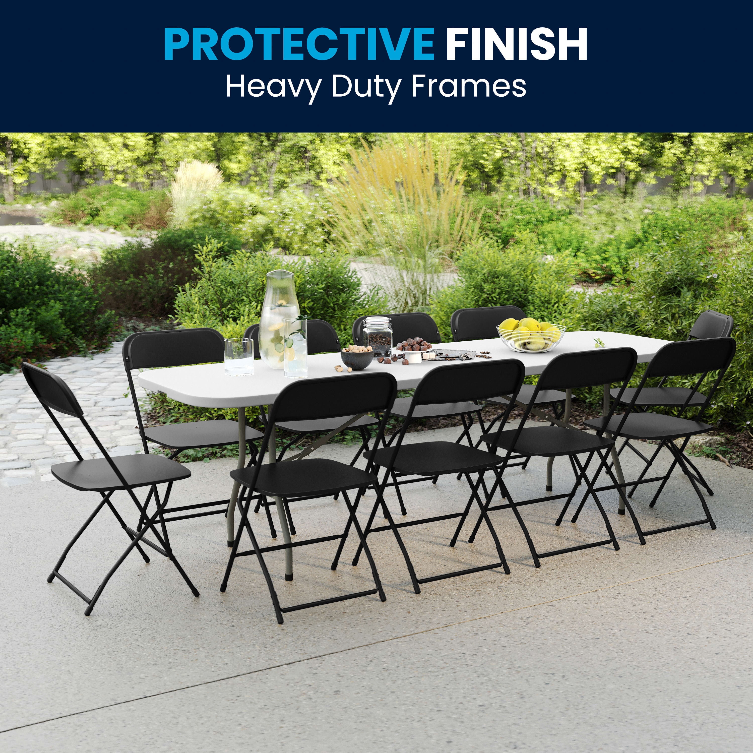 Flash Furniture Foldable 8' Plastic Training Table Set with 10