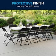 Flash Furniture 8' Plastic Bi-Fold Training Table Set with 10 Folding Chairs, White