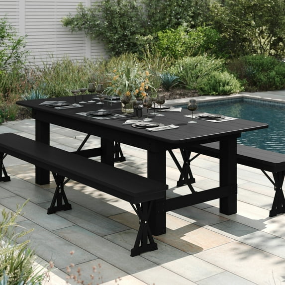 Flash Furniture HERCULES Wooden Farmhouse Folding Table 40" x 96" Black Wash (XAF96X40BW)