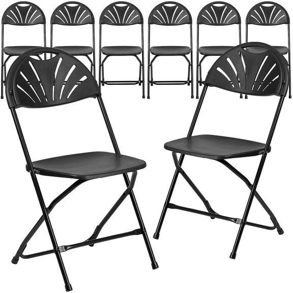 Flash Furniture Black Plastic Folding Chair,PK8 8-LE-L-4-BK-GG