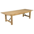 thumbnail image 1 of Flash Furniture 9' x 40" Rectangular Antique Rustic Light Natural Solid Pine Folding Farm Table, 1 of 9