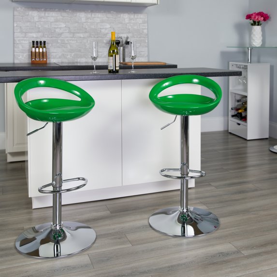 Flash Furniture Adjustable Height Swivel Low Back Bar Stool, Green