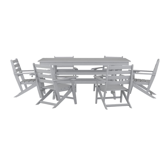 Flash Furniture Adult 72" Classic Polyethylene Weather Resistant Dining Furniture Sets Gray
