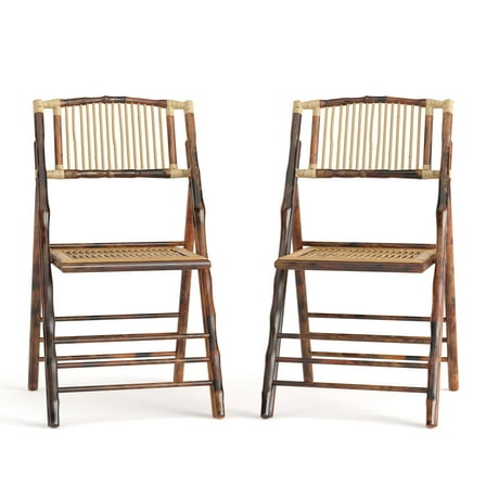 Flash Furniture Adult Size Folding Bohemian Bamboo Chairs with Curved Backs, Set of 2