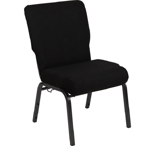 Advantage 20.5 in. Black Molded Foam Church Chair with Book Rack