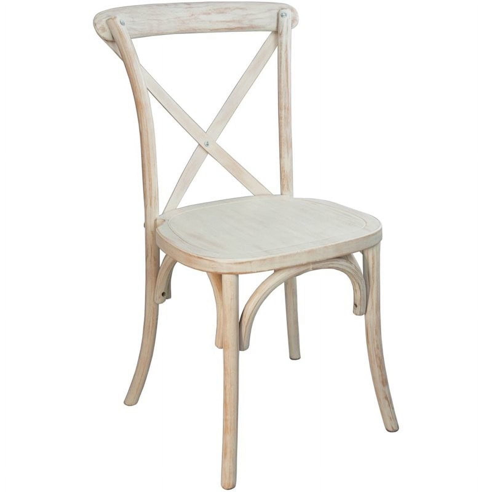 Elegant Lime Wash Solid Elm Wood X-Back Side Chair