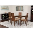 thumbnail image 1 of Flash Furniture Albany 5 Piece Walnut Wood Dining Table Set with Glass Top and Wide Slat Back Wood Dining Chairs - Padded Seats, 1 of 2