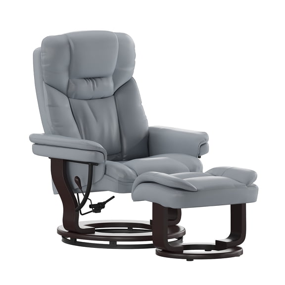 Flash Furniture Allie LeatherSoft Swivel Recliner with Ottoman Gray (BT7821GY)