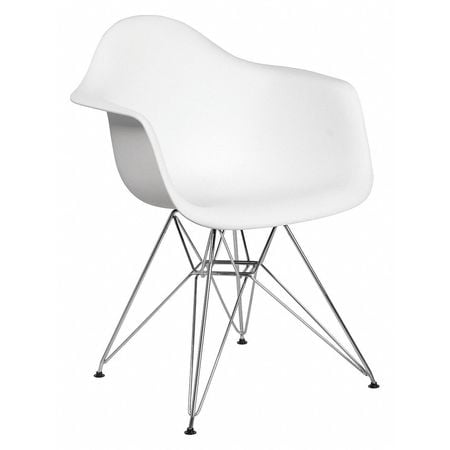 Alonza White Polypropylene Chair with Chrome Geometric Base