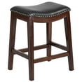 thumbnail image 1 of Flash Furniture Alphus 26'' High Backless Cappuccino Wood Counter Height Stool with Black LeatherSoft Saddle Seat, 1 of 12