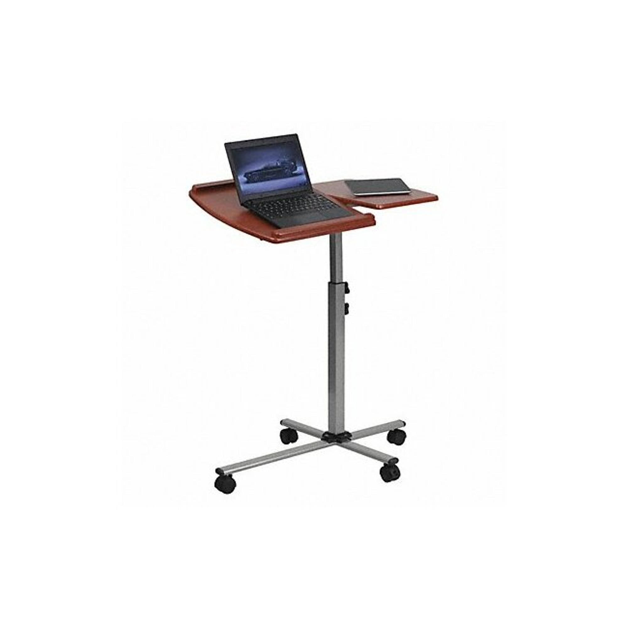 Adjustable Cherry Laminate Mobile Laptop Desk with Pewter Frame