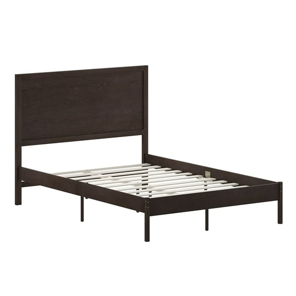 Flash Furniture Asher Dark Brown Platform Bed with Wooden Slats and Headboard Full (MG09004FBFDKBRN)