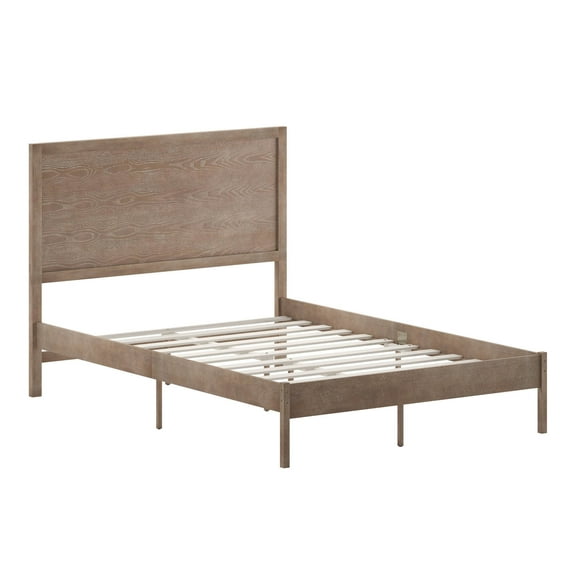 Flash Furniture Asher Full Size Solid Wood Platform Bed with Wooden Slats and Headboard, No Box Spring Needed, Light Brown
