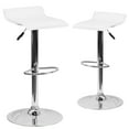thumbnail image 1 of Flash Furniture Athens 2 Pack Contemporary White Vinyl Adjustable Height Barstool with Solid Wave Seat and Chrome Base, 1 of 15