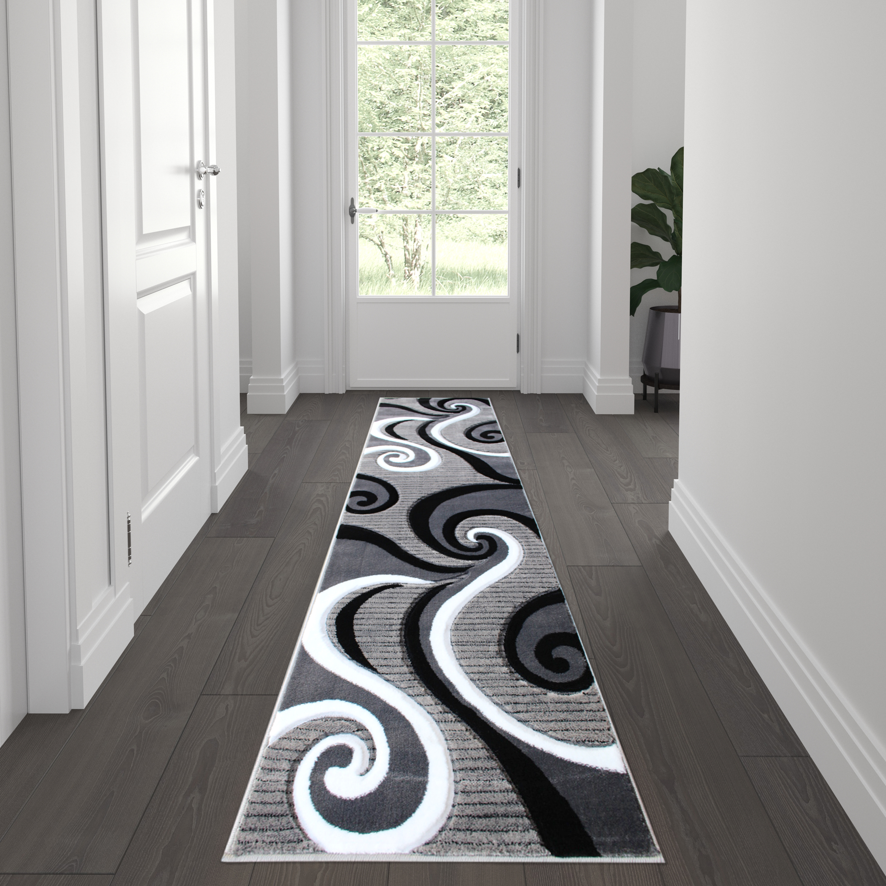 Flash Furniture Athos Rectangular Contemporary Black, White, Grey Area ...
