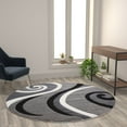 thumbnail image 1 of Flash Furniture Athos Round Contemporary Black, White, Grey Area Rug, 5' x 5', 1 of 7