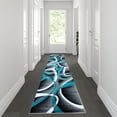 thumbnail image 1 of Flash Furniture Atlan Rectangular Contemporary White, Black, Grey, Turquoise Area Rug, 3' x 10', 1 of 6