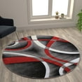 thumbnail image 1 of Flash Furniture Atlan Round Contemporary Black, White, Grey, Red Area Rug, 5' x 5', 1 of 7