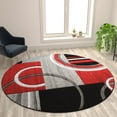 thumbnail image 1 of Flash Furniture Audra Round Contemporary Grey, Black, Red or Area Rug, 8' x 8', 1 of 7